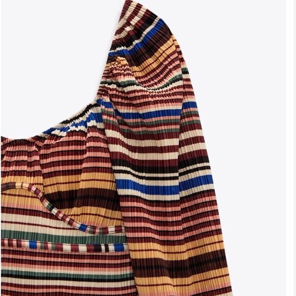 ZARA Micro Pleated Dress Size Medium - Picture 6 of 11